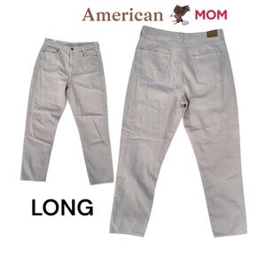 LONG MOM American Eagle Denim Straight Leg Tan Khaki Pant 12L Women 12 Tall L